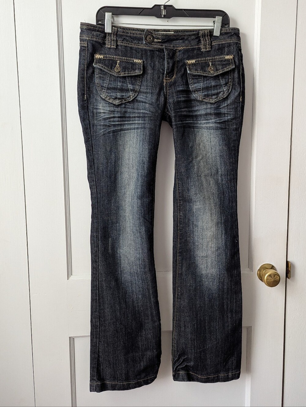 Vintage Mudd Low Rise Boot Flare Dark Wash Contrast Stitch Jeans Size 11